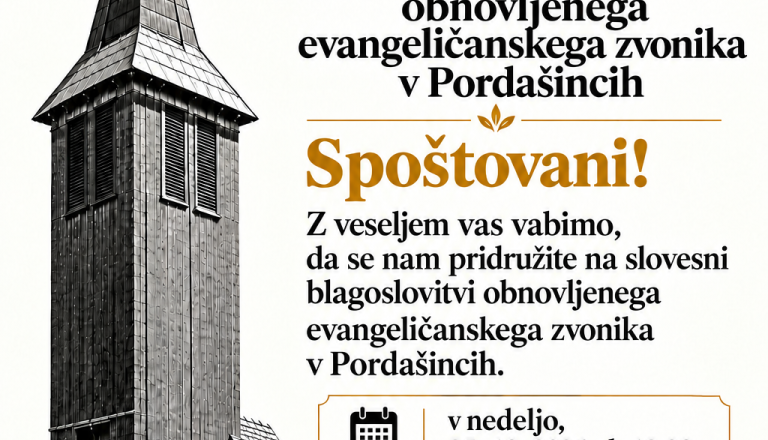 Slovesna blagoslovitev obnovljenega evangeličanskega zvonika v Pordašincih